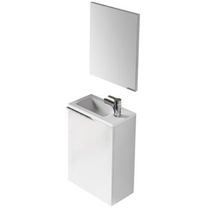 FOR017 - 305005BO SHINY WHITE COMPACT 40X22X58 INCL. MIRROR & BASIN