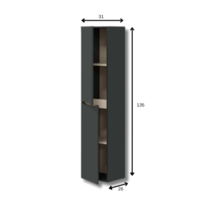 FOR041 - 305405Z - LOTTO COLUMNA ANTHRACITE GREY TWO DOOR WALL HUNG SIDE CABINET L:31xW26xH135